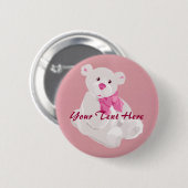 Witte en Roze Teddy Button (Voorkant /achterkant)