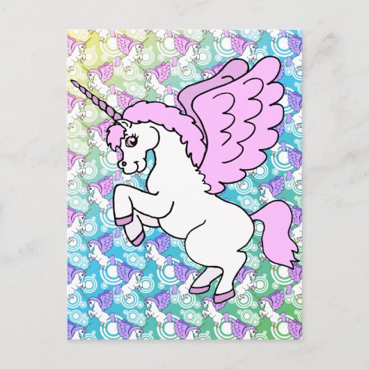Witte en Roze Unicorn Briefkaart (Voorkant)