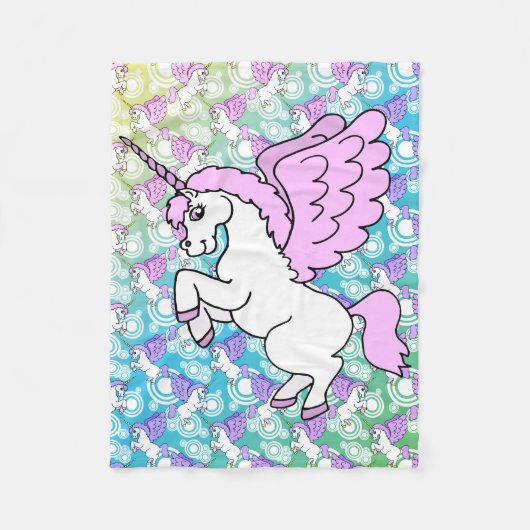 Witte en Roze Unicorn Fleece Deken (Voorkant)
