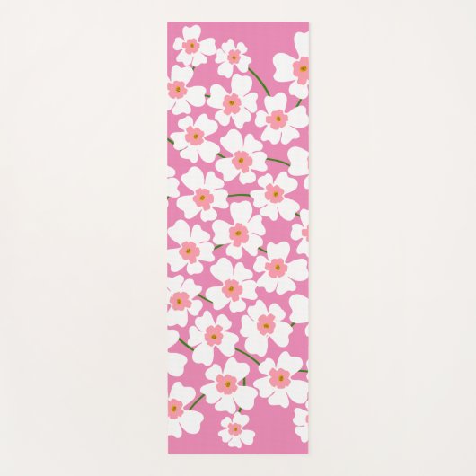 Witte en roze ventilatorkracht yogamat (Voorkant)