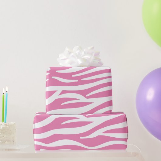 Witte en roze Zebrastripes Cadeaupapier (Feestgeschenken)