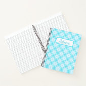 Witte en Sky Blue Bloemen en Sterren Notitieboek (Binnen)