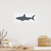 Witte en Stormy Weather Shark Poster (Keuken)