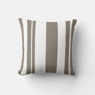 Witte en Taupe Striped werpen kussen