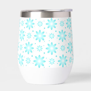 Witte en turquoise delicate daisy, stippen patroon