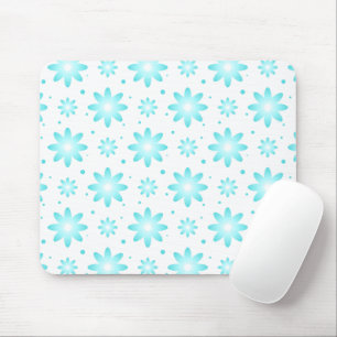 Witte en turquoise delicate daisy, stippen patroon muismat