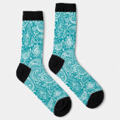 Witte en turquoise  paisleypatroon sokken (Rechts)
