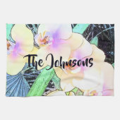 Witte en violette orchideeën theedoek (Horizontaal)