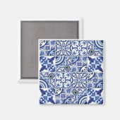 Witte en witte Portugese Tegels Magneet (Voorkant / Achterkant)