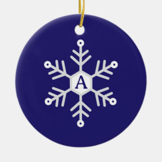 Witte en zilveren sneeuwvlok Kerst eerste blauwe Keramisch Ornament