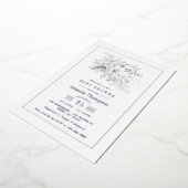 Witte en Zilverige Rozen Baby shower Folie Uitnodiging (Gedraaid)