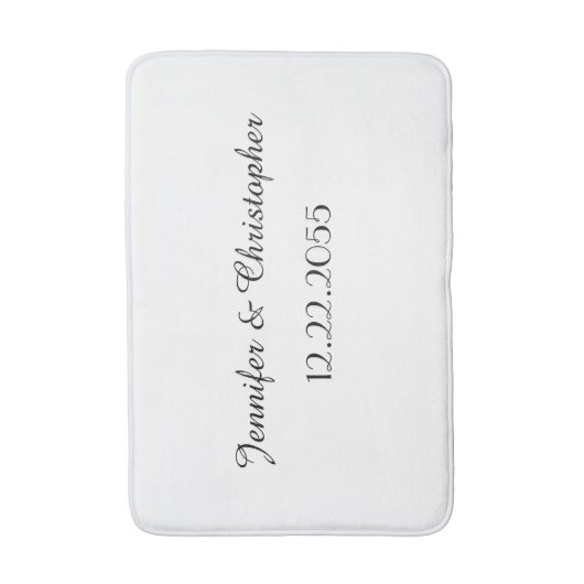 Witte en Zwarte Aangepaste Script-plush Badmat (Voorkant Verticaal)