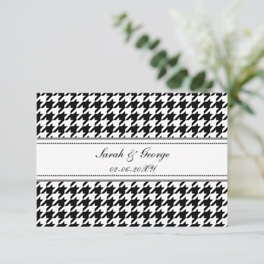 witte en zwarte bruiloft rsvp 3,5 x 5 (Staand voorkant)
