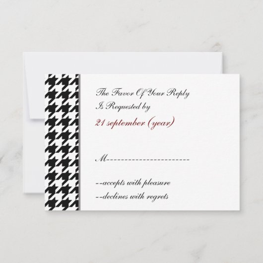 witte en zwarte bruiloft rsvp 3,5 x 5 (Achterkant)