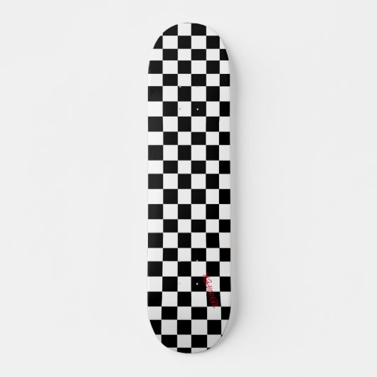 Witte en zwarte cheques en naam of tekst skateboard (Voorkant)