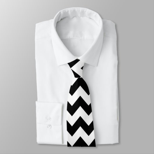 Witte en zwarte Chevron Zigzag Stropdas (Gebonden)
