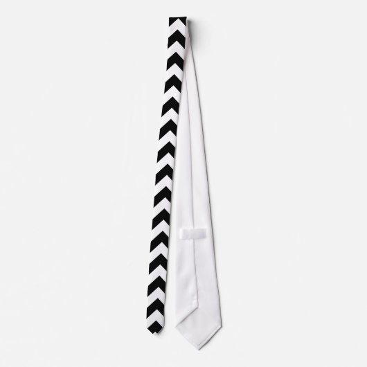 Witte en zwarte Chevron Zigzag Stropdas (Achterkant)