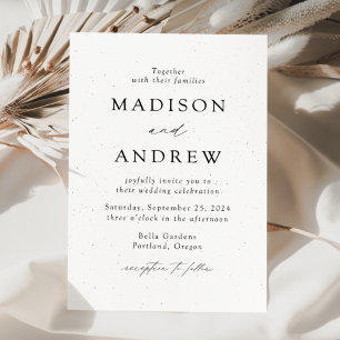 Witte en zwarte gematigde moderne legance bruiloft kaart