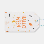 Witte en zwarte Halloween Cadeaulabel (Voorkant (Horizontaal))