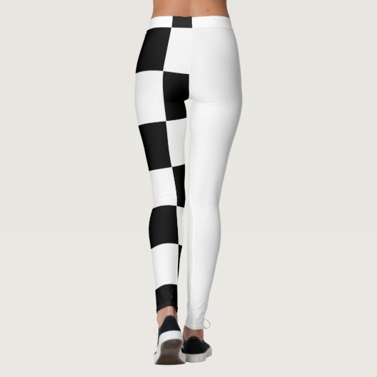 Witte en zwarte halve en halve controleur leggings (Achterkant)