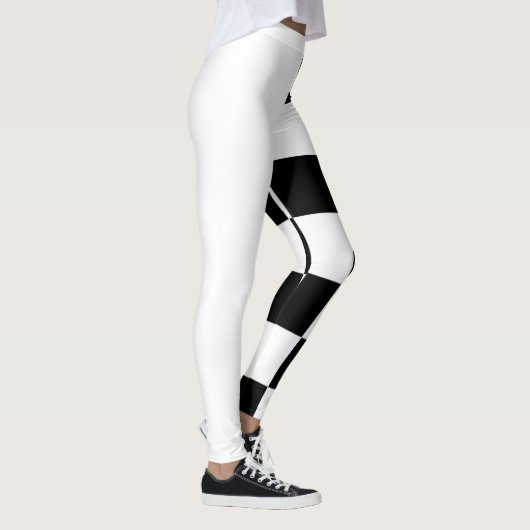 Witte en zwarte halve en halve controleur leggings (Rechts)