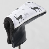 Witte en zwarte herten, silhouet, kussen golfheadcover (3/4 voorkant)