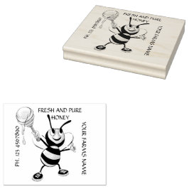 Witte en zwarte honingbijen 5x4 	rubberstempel