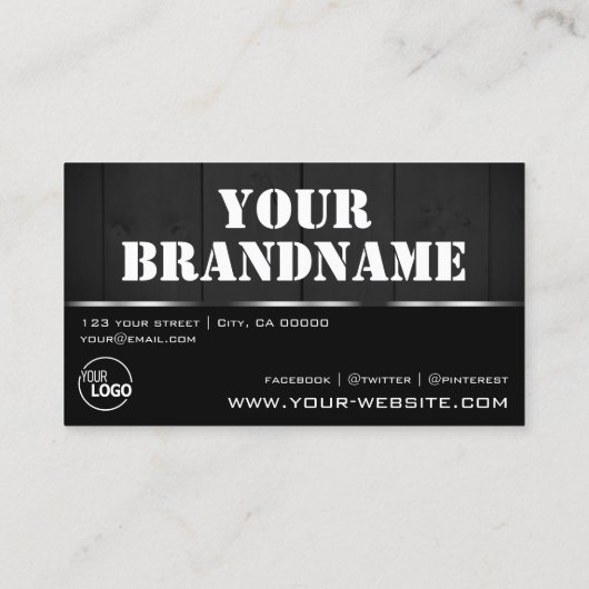 Witte en zwarte houten planken Hout Graan Kijk Log Visitekaartje (Achterkant)