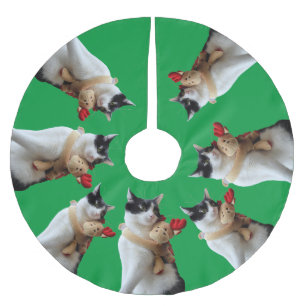 Witte en zwarte kat en rendierkerst Speelgoed Kerstboom Rok