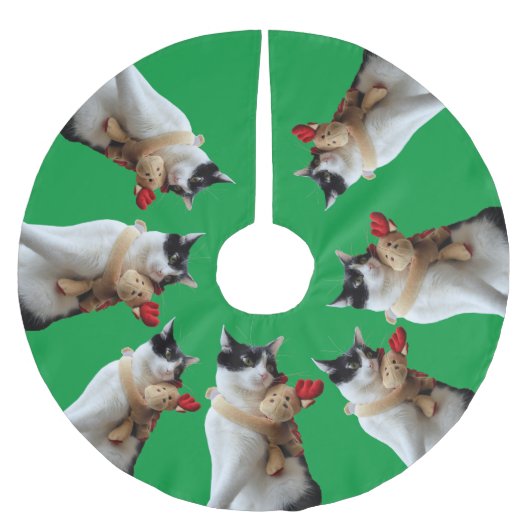 Witte en zwarte kat en rendierkerst Speelgoed Kerstboom Rok (Voorkant)