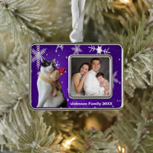 Witte en zwarte kat en rendierkerst Speelgoed Verzilverd Kader Ornament