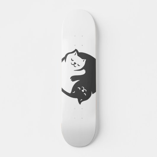 Witte en zwarte kat Yin-Yang - Kies achterkleur Skateboard (Voorkant)