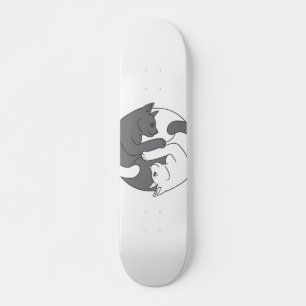 Witte en zwarte kattenknuffel - Kies achtergrondkl Skateboard