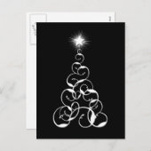 Witte en zwarte kerstboomkunst feestdagenkaart (Voorkant / Achterkant)