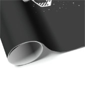 Witte en zwarte kerstbuffels cadeaupapier (Rol Hoek)