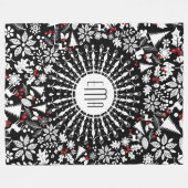 Witte en zwarte kerstkreet fleece deken (Voorkant (Horizontaal))