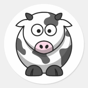 Witte en zwarte koe ronde sticker