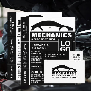 Witte en zwarte Logo, automatisch mechanisch Visitekaartje