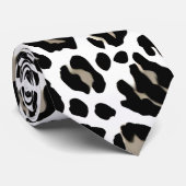 Witte en zwarte luipaard print stropdas (Opgerold)