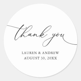 Witte en zwarte minimalistische bruiloft ronde sticker