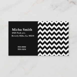 Witte en zwarte moderne Chevron Monogram Visitekaartje