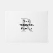 Witte en Zwarte Naam Monogrammed Deurmat (Voorkant)