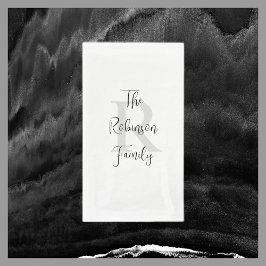 Witte en Zwarte Naam Monogrammed Document Gastenha Servet