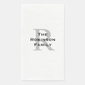 Witte en Zwarte Naam Monogrammed Document Gastenha Servet (Voorkant)