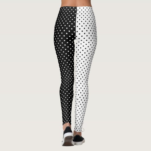 Witte en zwarte pokadot leggings (Achterkant)