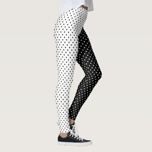 Witte en zwarte pokadot leggings (Rechts)