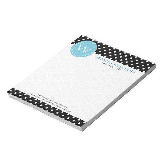 Witte en zwarte pokadots met blauw effect notitieblok (Gedraaid)