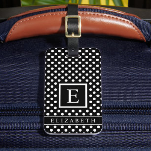 witte en zwarte polka dot bagagelabel
