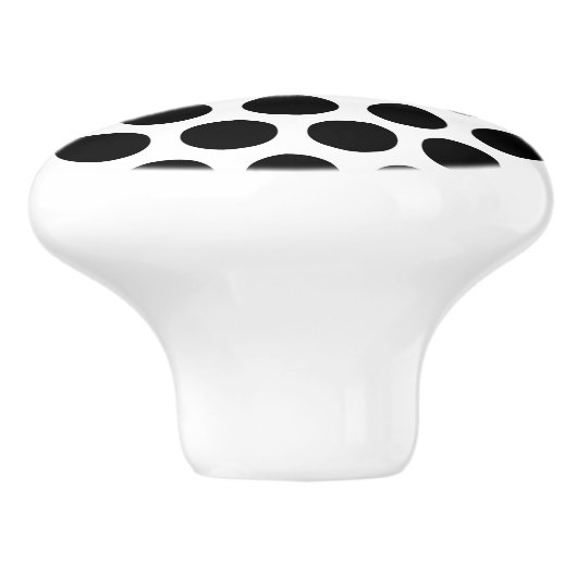 Witte en Zwarte Polka Dot Keramische Knop (Zijkant)