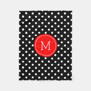 Witte en zwarte polkadot rode accenten fleece deken